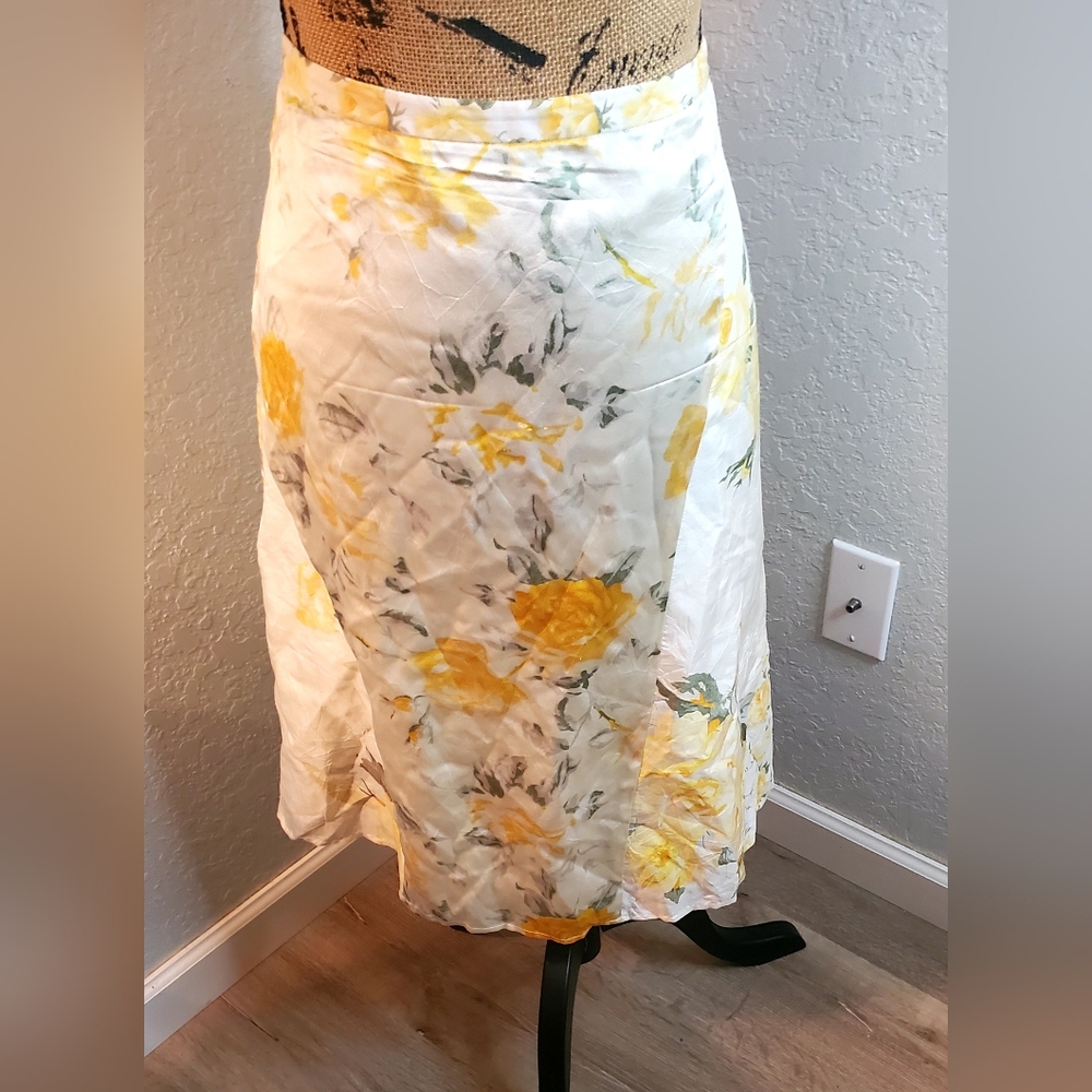 Banana Republic Floral Yellow and Gray Skirt